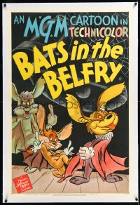 1h0923 BATS IN THE BELFRY linen 1sh 1942 cartoon art of musical bats saying why they're crazy, rare!