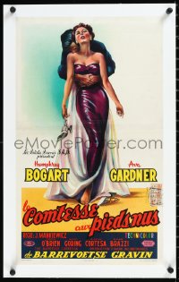 1h0851 BAREFOOT CONTESSA linen Belgian 1954 different artwork of Humphrey Bogart & sexy Ava Gardner!