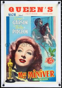 1h0861 MRS. MINIVER linen Belgian R1950s Greer Garson & Walter Pidgeon, directed by William Wyler!