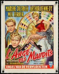 1h0865 RANCHO NOTORIOUS linen Belgian 1952 Fritz Lang, best gambling art of sexy Marlene Dietrich!