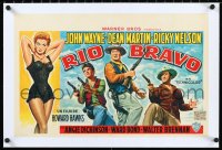 1h0868 RIO BRAVO linen Belgian 1959 John Wayne, Nelson, Martin, Angie Dickinson, Howard Hawks, rare!