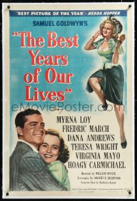 1h0931 BEST YEARS OF OUR LIVES linen style B 1sh 1947 Andrews, Wright, Mayo, different & rare!