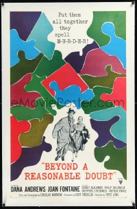 1h0932 BEYOND A REASONABLE DOUBT linen 1sh 1956 Fritz Lang film noir, Dana Andrews & Joan Fontaine!