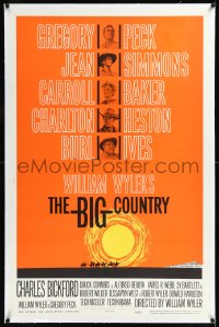 1h0935 BIG COUNTRY linen style B 1sh 1958 Gregory Peck, Charlton Heston, Wyler, great Saul Bass art!
