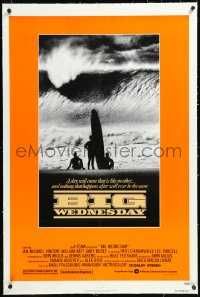 1h0940 BIG WEDNESDAY linen 1sh 1978 John Milius classic surfing movie, silhouette of surfers on beach!
