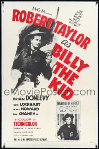 1h0942 BILLY THE KID linen 1sh R1955 Robert Taylor as the most notorious outlaw in the West!