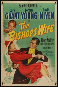 1h0254 BISHOP'S WIFE 1sh 1947 Rose art of Cary Grant, Loretta Young & priest David Niven, very rare!