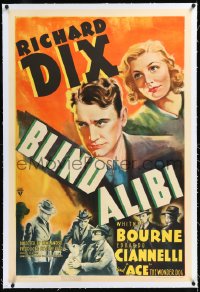 1h0945 BLIND ALIBI linen 1sh 1938 Richard Dix, Whitney Bourne, German Shepherd Ace the Wonder Dog!