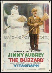 1h0946 BLIZZARD linen 1sh 1921 great stone litho art of Jimmy Aubrey by snowman, ultra rare!