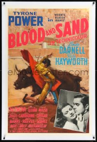 1h0949 BLOOD & SAND linen style B 1sh 1941 Ruano-Llopis art, Tyrone Power, Rita Hayworth, very rare!