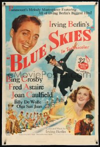 1h0953 BLUE SKIES linen 1sh 1946 dancing Fred Astaire, Bing Crosby, Joan Caulfield, Irving Berlin!