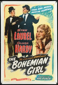 1h0956 BOHEMIAN GIRL linen 1sh R1947 Hal Roach, Stan Laurel & Oliver Hardy with Mae Busch, rare!