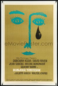 1h0958 BONJOUR TRISTESSE linen 1sh 1958 Saul Bass art of Jean Seberg, directed by Otto Preminger!