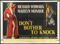 1h0836 DON'T BOTHER TO KNOCK linen British quad 1952 sexy Marilyn Monroe over black background, rare!