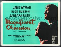 1h0842 MAGNIFICENT OBSESSION linen British quad 1954 art of Jane Wyman & Rock Hudson, Douglas Sirk!