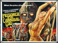 1h0846 SLAVE OF THE CANNIBAL GOD linen British quad 1978 Peffer art of sexy Ursula Andress in danger!