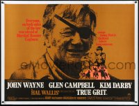 1h0847 TRUE GRIT linen British quad 1969 John Wayne as Rooster Cogburn, Kim Darby, Glen Campbell