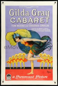 1h0975 CABARET linen 1sh 1927 art of sexy shimmy dancer Gilda Gray performing on stage, ultra rare!