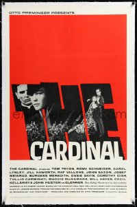 1h0979 CARDINAL linen 1sh 1964 Otto Preminger, Romy Schneider, Tom Tryon, Saul Bass title art!