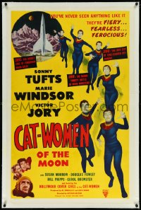 1h0984 CAT-WOMEN OF THE MOON linen 1sh 1953 campy cult classic, they're fiery, fearless & ferocious!