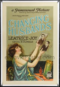 1h0989 CHANGING HUSBANDS linen style B 1sh 1925 great art of Leatrice Joy, Cecil B. DeMille, rare!