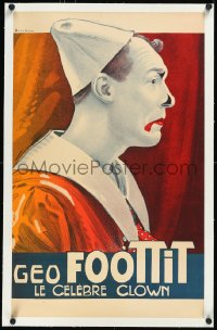 1h0655 GEORGE FOOTTIT linen 18x28 French circus poster 1900s great profile art of the clown, rare!