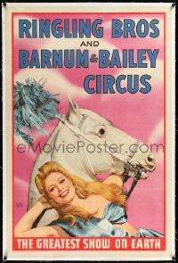 1h0656 RINGLING BROS & BARNUM & BAILEY CIRCUS linen 28x42 circus poster 1944 Maxwell Coplan art!