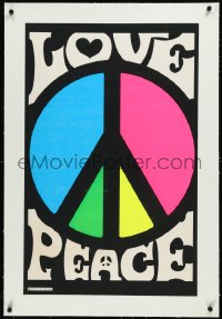 1h0738 LOVE PEACE linen 21x33 commercial poster 1970s art of peace symbol with pastel colors, rare!