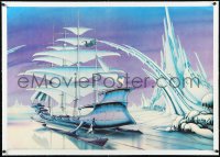 1h0739 RODNEY MATTHEWS linen 28x39 English commercial poster 1976 great art of The Ice Spirit ship!