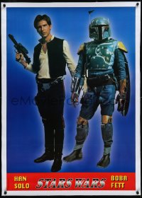 1h0740 STAR WARS linen 27x39 Italian commercial poster 1980 great image of Han Solo and Boba Fett!