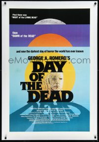 1h1023 DAY OF THE DEAD linen 1sh 1985 George Romero's Night of the Living Dead zombie horror sequel!