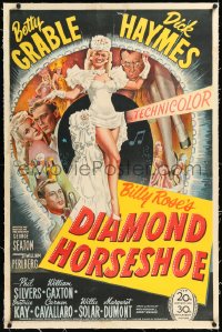 1h1026 DIAMOND HORSESHOE linen 1sh 1945 stone litho of sexiest dancer Betty Grable in skimpy outfit!