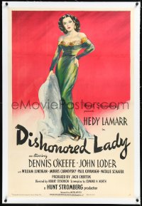 1h1027 DISHONORED LADY linen 1sh 1947 full-length art of sexy Hedy Lamarr who could not help loving!