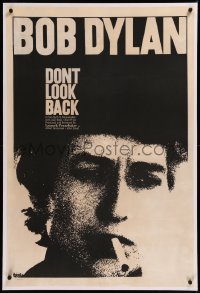 1h1031 DON'T LOOK BACK linen 1sh 1967 D.A. Pennebaker, super c/u of Bob Dylan with cigarette in mouth!
