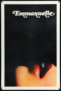 1h1049 EMMANUELLE linen teaser 1sh 1975 c/u of sexy Sylvia Kristel's lips, X was never like this!