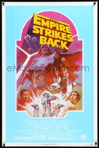 1h0540 EMPIRE STRIKES BACK 1sh R1982 George Lucas classic, Tom Jung, rare different teal background!
