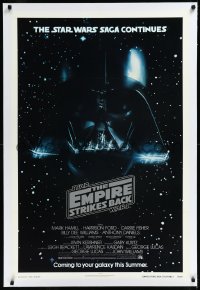 1h1050 EMPIRE STRIKES BACK linen NSS style advance 1sh 1980 George Lucas classic, Vader in space!