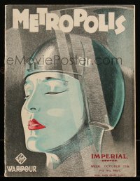 1h0409 METROPOLIS English program 1927 Fritz Lang classic sci-fi, close-up art of female robot!