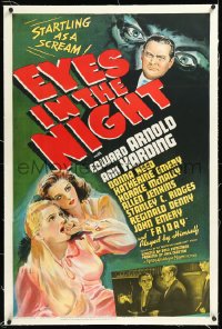 1h1058 EYES IN THE NIGHT linen 1sh 1942 Fred Zinnemann, blind detective Edward Arnold, Ann Harding
