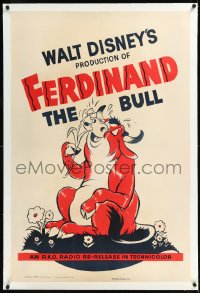1h1066 FERDINAND THE BULL linen 1sh R1949 Walt Disney cartoon, Best Short Subject winner, ultra rare!
