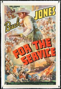 1h1079 FOR THE SERVICE linen 1sh 1936 art of star/director Buck Jones over western montage, rare!
