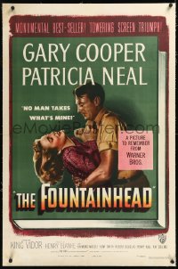 1h1082 FOUNTAINHEAD linen 1sh 1949 Gary Cooper & Patricia Neal in Ayn Rand's Objectivist classic!