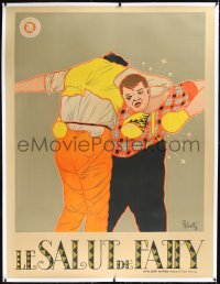 1h0114 LE SALUT DE FATTY linen French 1p 1921 art of Roscoe Fatty Arbuckle boxing, ultra rare!