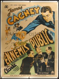 1h0117 GREAT GUY linen French 1p 1938 cool different art of James Cagney beating up bad guys!