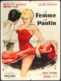 1h0132 WOMAN LIKE SATAN linen French 1p 1959 best Thos art of sexiest Brigitte Bardot dancing, rare!
