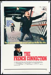 1h1085 FRENCH CONNECTION linen 1sh 1971 Gene Hackman in movie chase climax spoiler, William Friedkin!