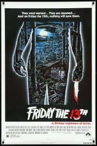 1h0541 FRIDAY THE 13th 1sh 1980 great Alex Ebel art, slasher classic, 24 hours of terror, unfolded!