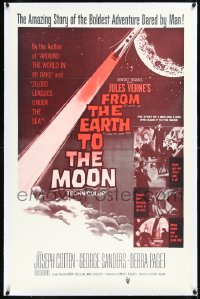 1h1087 FROM THE EARTH TO THE MOON linen 1sh R1960s Jules Verne's boldest adventure dared by man!