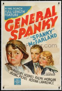 1h1095 GENERAL SPANKY linen 1sh 1936 Our Gang, art of Spanky McFarland & Phillips Holmes, ultra rare!