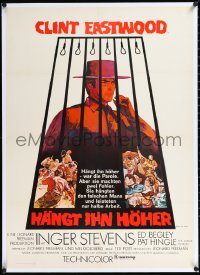 1h0769 HANG 'EM HIGH linen German 1968 great Sandy Kossin art of Clint Eastwood under the gallows!